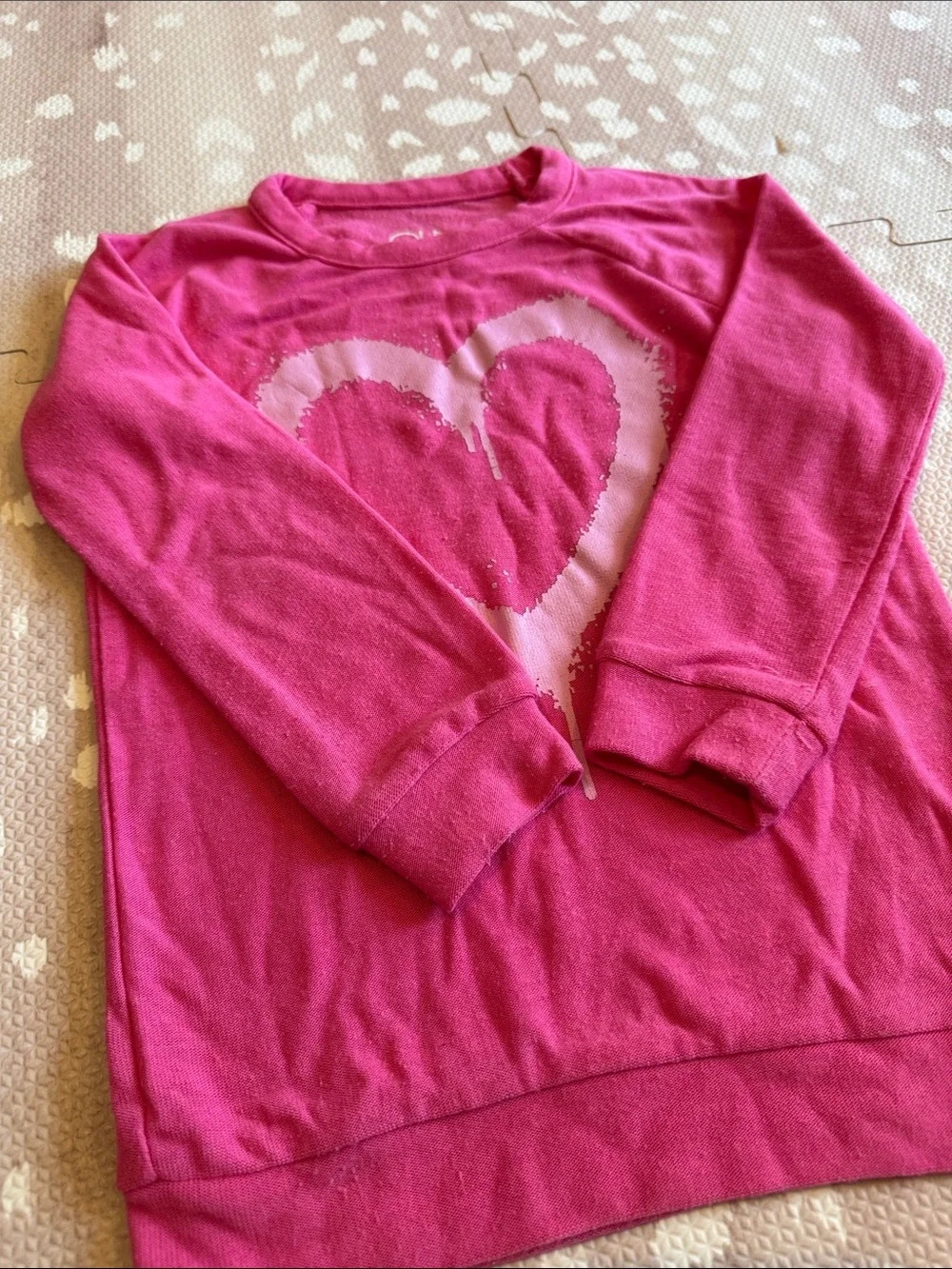 Chaser Girls Pink Drippy Heart Jersey Sweatshirt Top Size 5